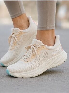 Hoka Women's Cream Running Sneakers with Pastel Accents